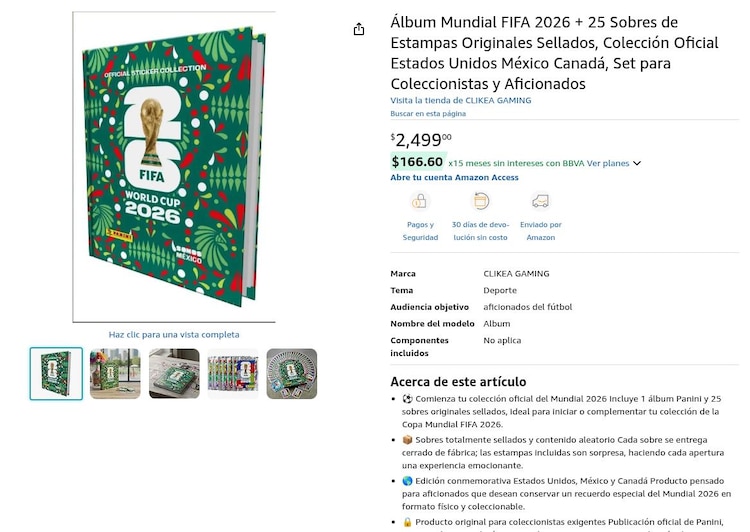 El álbum Panini del Mundial con una caja se vende en el sitio web oficial de la imprenta, pero también en Amazon y otras plataformas.