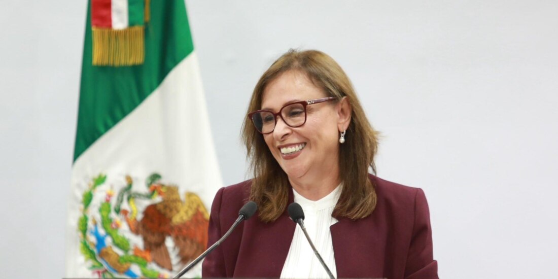 Rocío Nahle, gobernadora de Veracruz, en conferencia de prensa, ayer.