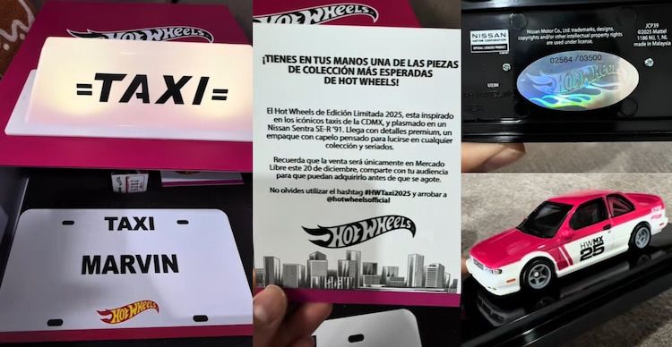 Imágenes del Taxi Tsuru de la CDMX que lanzó Hot Wheels en 2025