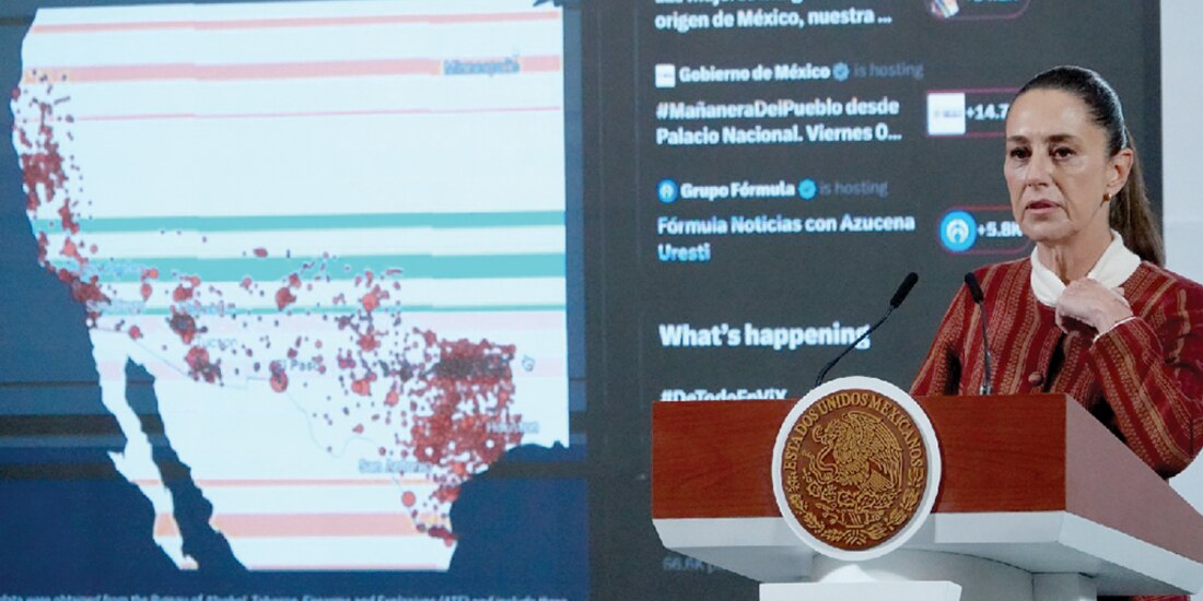 Claudia Sheinbaum ayer, durante su conferencia matutina.