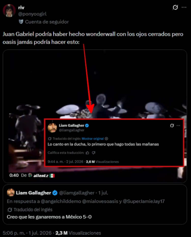 Liam Gallagher se burla de Juan Gabriel
