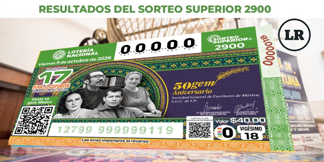 Resultados del Sorteo Superior 2900 del 9 de octubre del 2026.