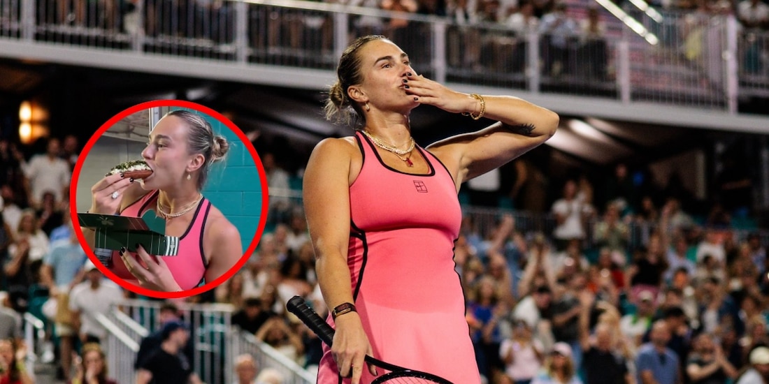 Aryna Sabalenka prueba el hot dog más caro del mundo
