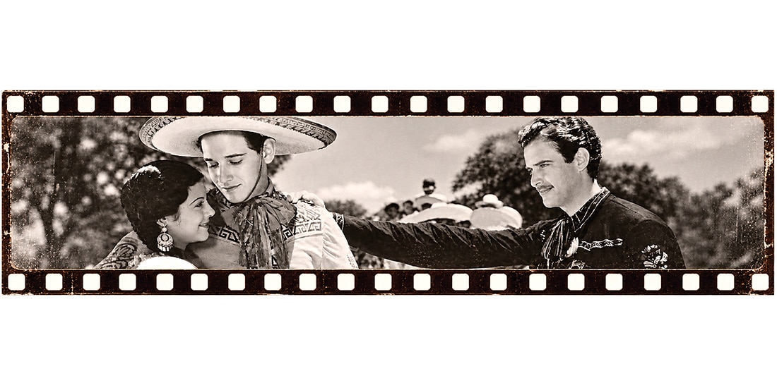 Los actores Tito Guízar, Esther Fernández y René Cardona en escena.