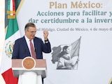 El secretario de Economía, Marcelo Ebrard, durante el evento Plan México: acciones para facilitar y dar certidumbre a la inversión.