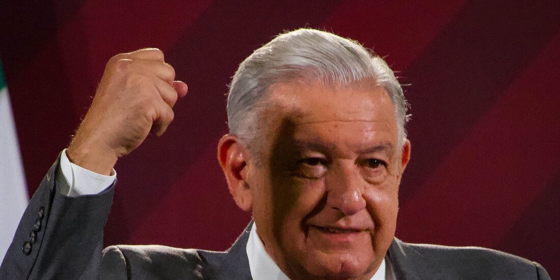 Presidente López Obrador durante la conferencia matutina desde Palacio Nacional este viernes.