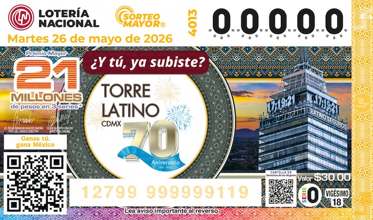 El Sorteo Mayor 4013 está dedicado al 70° aniversario de la Torre Latinoamericana.