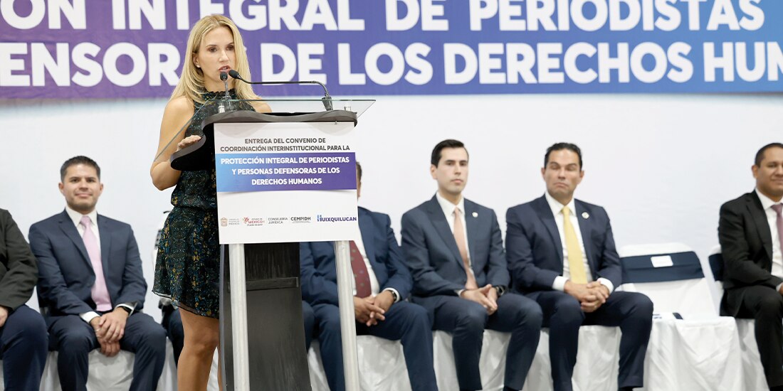 LA EDIL de Huixquilucan, Romina Contreras, ayer, en la presentación del acuerdo.