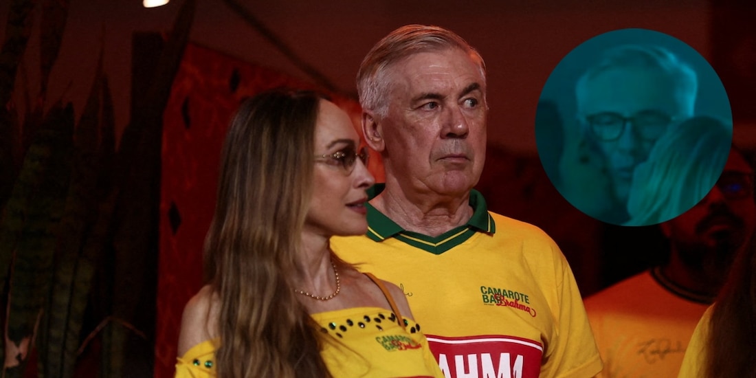 Se hizo viral una imagen de Carlo Ancelotti en la que besa a tres mujeres en el Carnaval de Río de Janeiro.