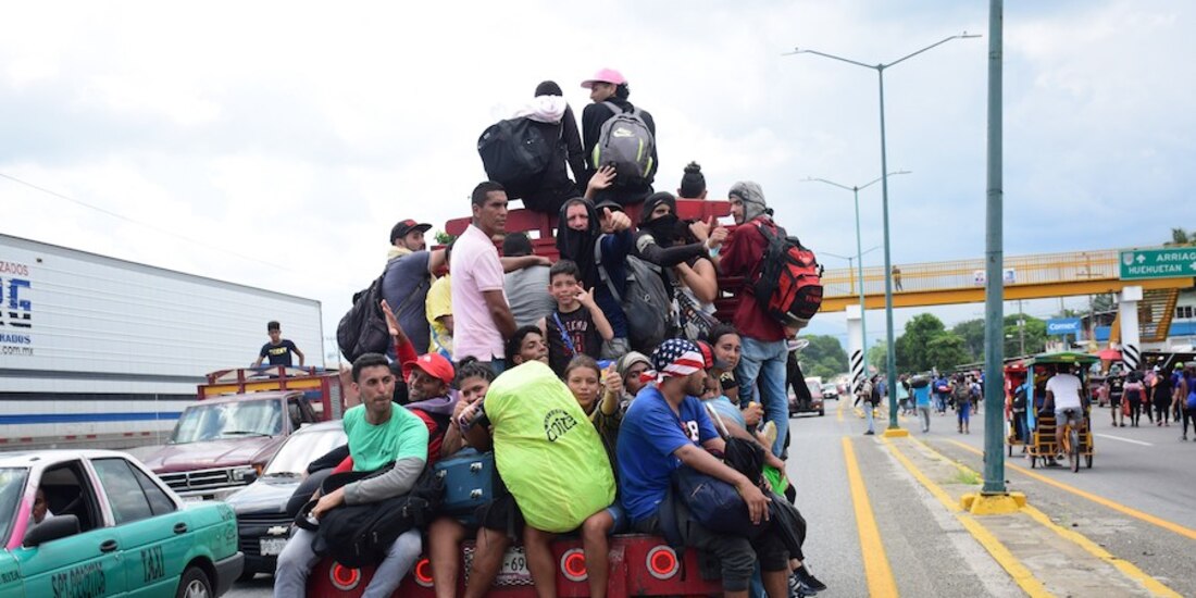 Caravana migrante en su arribo al municipio de Huixtla, en Chiapas, el pasado 24 de junio.