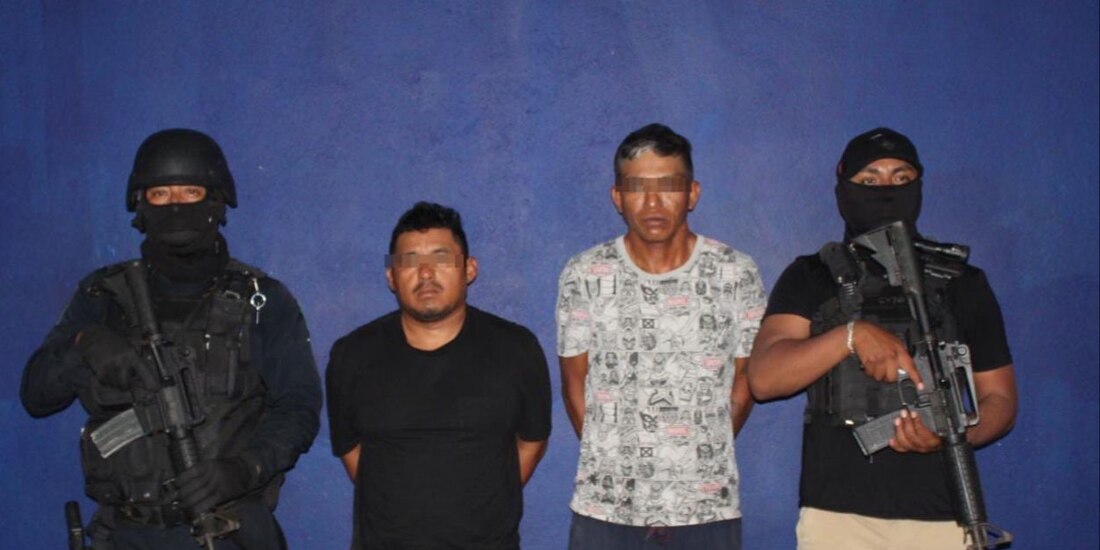 Pablo "N" y José Guadalupe "N", detenidos por presunto narcomenudeo en Benito Juárez, Quintana Roo.