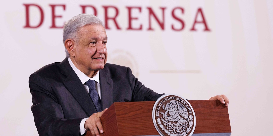 El Presidente Andrés Manuel López Obrador en conferencia de prensa.