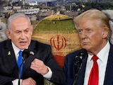 Trump (der.) confía en que aún puede firmarse acuerdo con Irán, pese a ataque israelí contra Hezbolá, aliado del país persa.