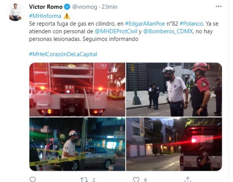 No se reportan personas heridas por la fuga de gas.