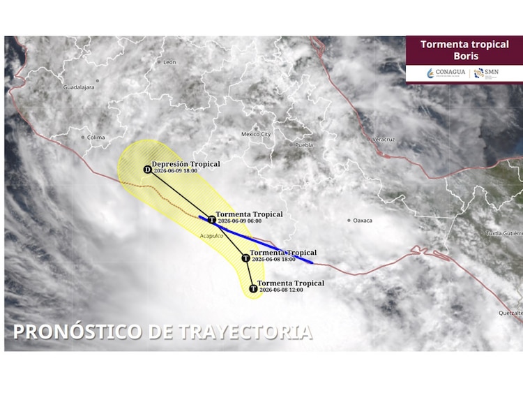 Trayectoria de la Tormenta Tropical Boris
