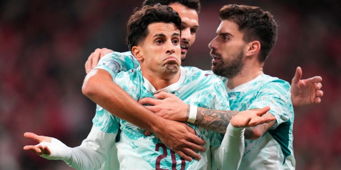 Joao Cancelo celebra su anotación frente a Dinamarca.