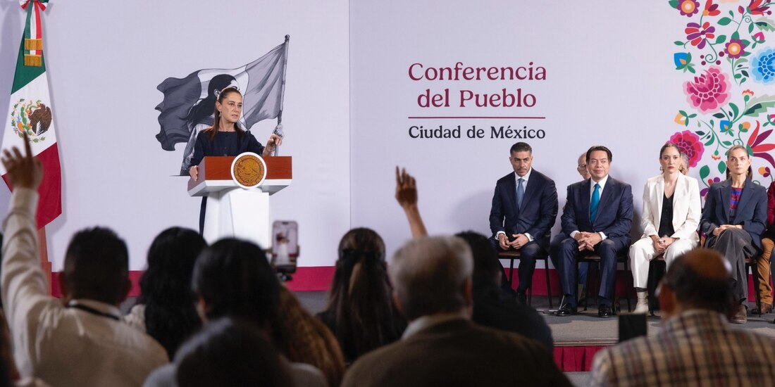 Claudia Sheinbaum este viernes en Palacio Nacional.