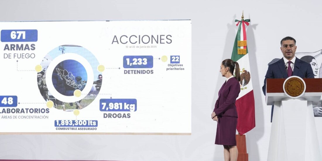 El secretario de Seguridad, Omar García Harfuch, ayer, en conferencia de prensa.