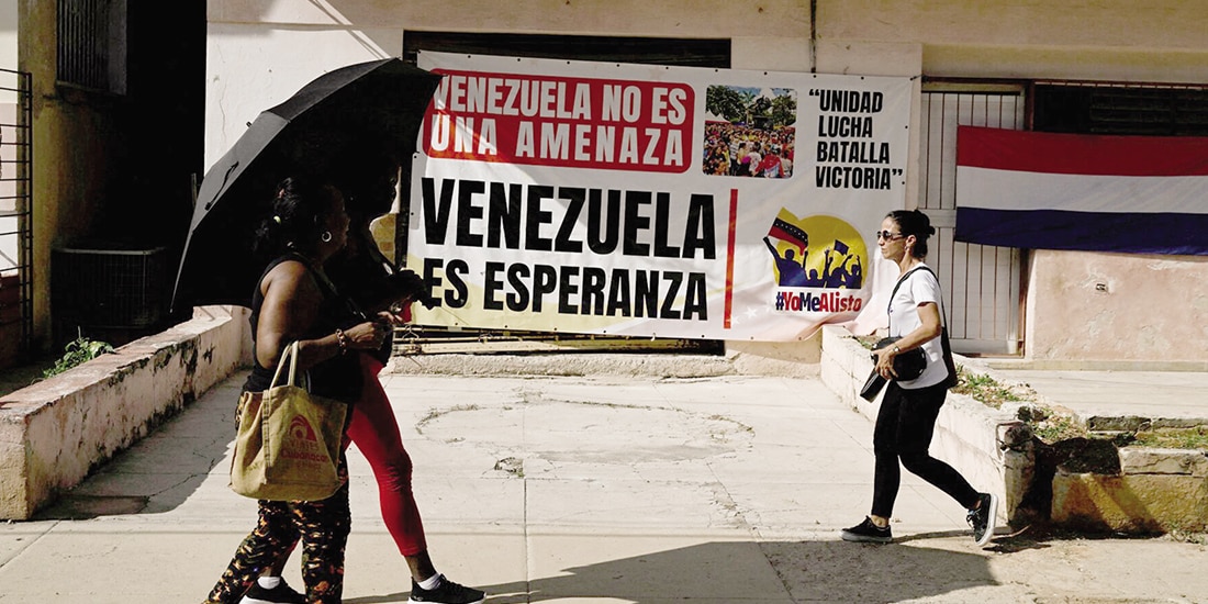 Una pancarta de apoyo a Venezuela en La Habana, el 6 de diciembre.