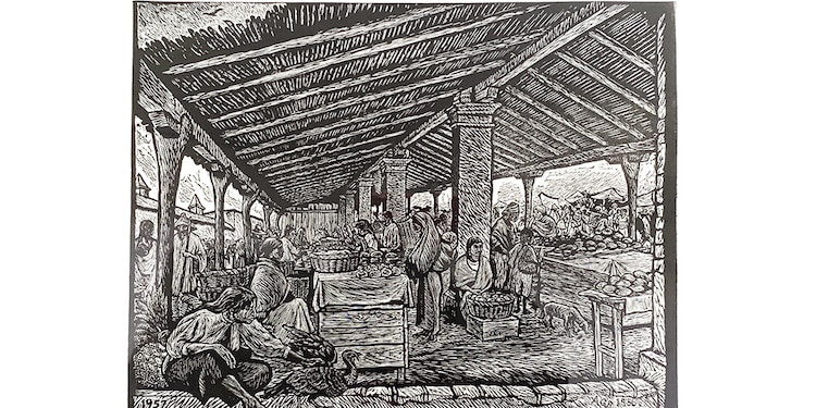 MERCADO de pan en Tlacocula, obra que también se expone.