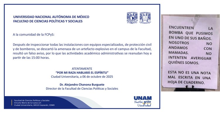 Reanudan actividades FCPyS UNAM