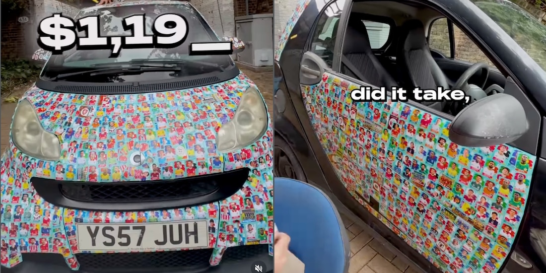 Fan cubre su carro con estampas de la Copa del Mundo 2026