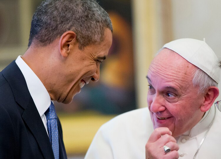 El papa Francisco con el expresidente de EU, Barack Obama.