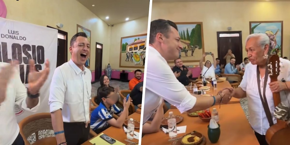 Senador Luis Donaldo Colosio Riojas canta "Corrido de Monterrey" en un restaurante.
