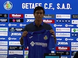 JJ Macías durante su presentación oficial como refuerzo del Getafe.