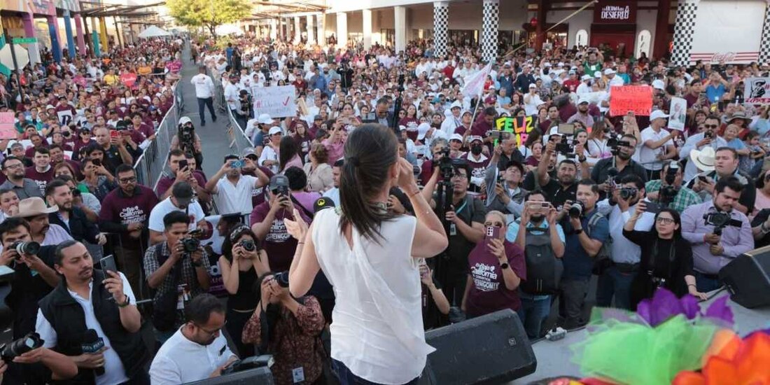 En Mexicali, Claudia Sheinbaum defiende la consolidación de la Cuarta Transformación.