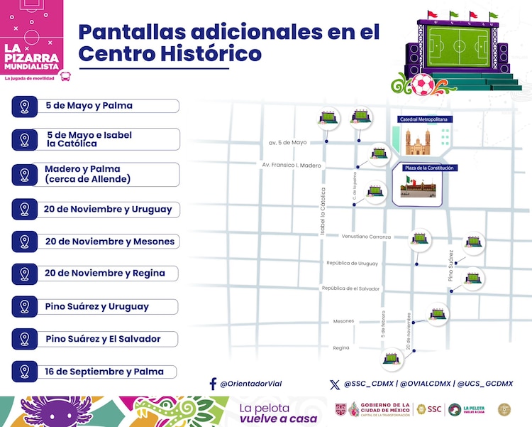 Pantallas instaladas en calles del Centro Histórico.