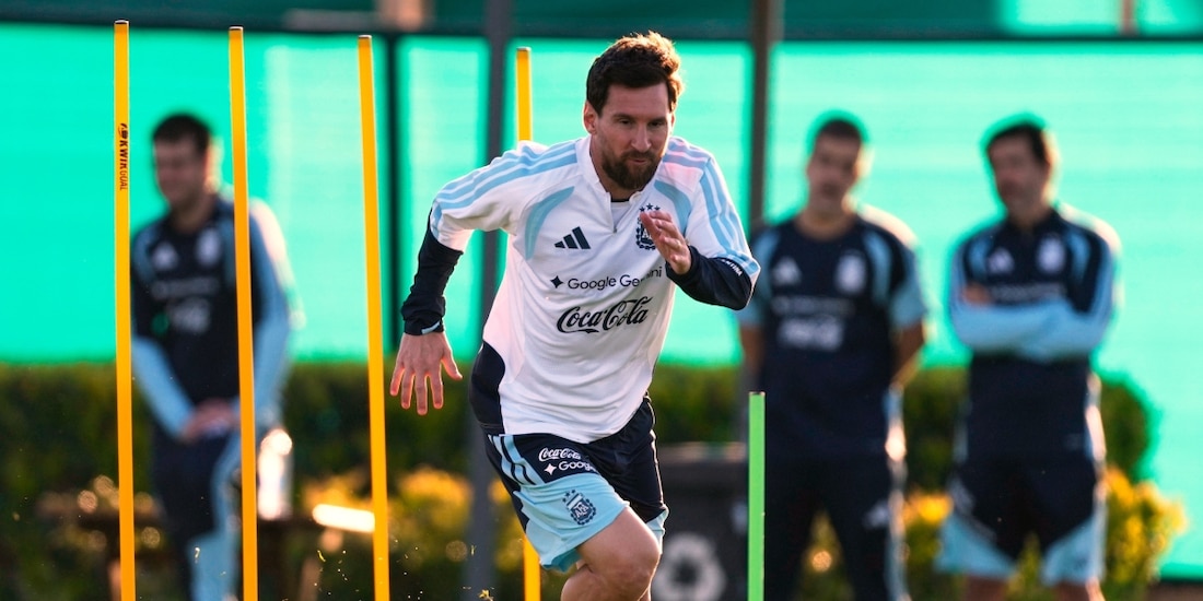 Lionel Messi en el entrenamiento previo a su partido de despedida con Argentina.