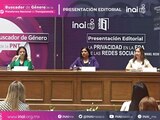 La comisionada del Inai, Julieta del Río Venegas (primera de izq. a der.), ayer, durante la presentación del buscador de género de la Plataforma Nacional de Transparencia.