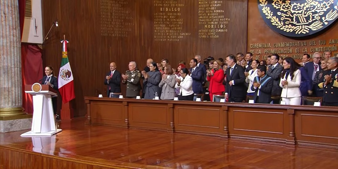 La Presidenta Claudia Sheinbaum durante el Aniversario de la Constitución de 1917