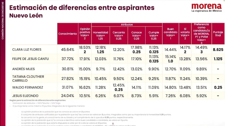 Resultados de la encuentra de Morena en Nuevo León.