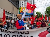 Fotografía de archivo de una manifestación de colectivos en favor de los derechos laborales, en CDMX.