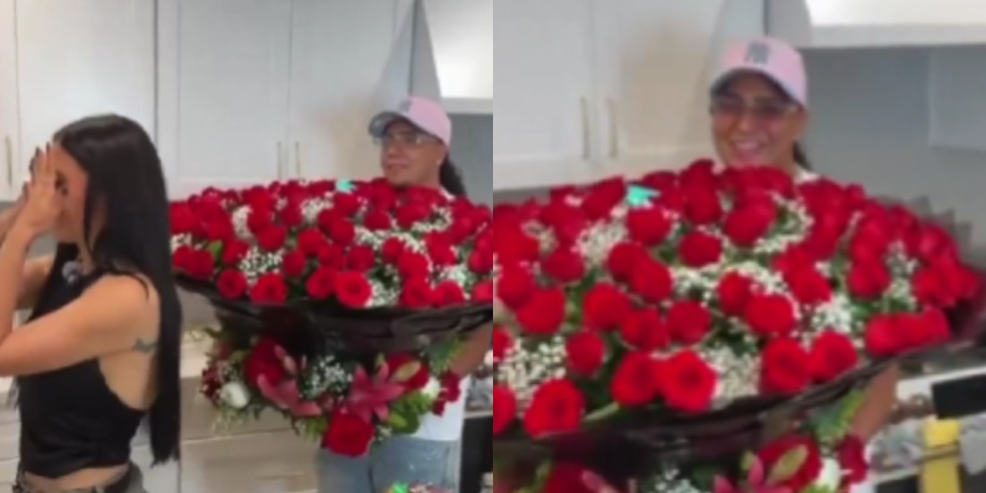 Emma Coronel recibe un enorme ramo de rosas de Davis Flow; así reaccionó la esposa de El Chapo
