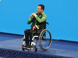 Diego López después de cosechar el metal de bronce en los Juegos Paralímpicos de Tokio 2020.