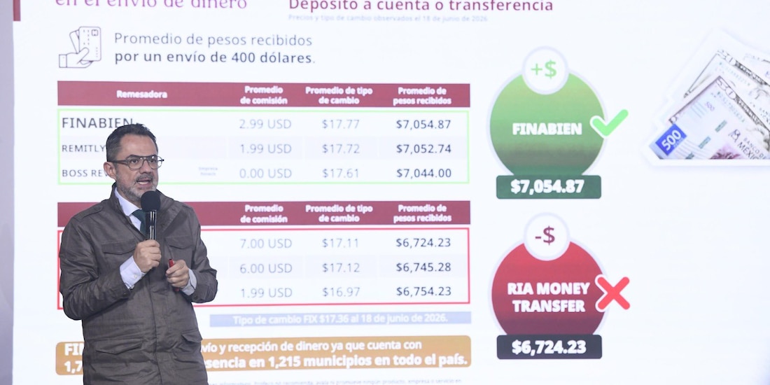 Iván Escalante, titular de la Profeco, durante la Conferencia del Pueblo.