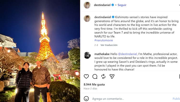 Publicación de Kishimoto y Destin Daniel Cretton sobre el live action de Naruto