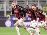 Strahinja Pavlovic, Fikayo Tomori y Matteo Gabbia celebran un gol, ayer.