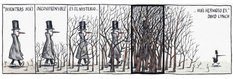 Liniers, historietista argentino y autor de la célebre tira cómica, Macanudo, le rindió homenaje al cineasta con una viñeta que compartió en sus redes sociales.