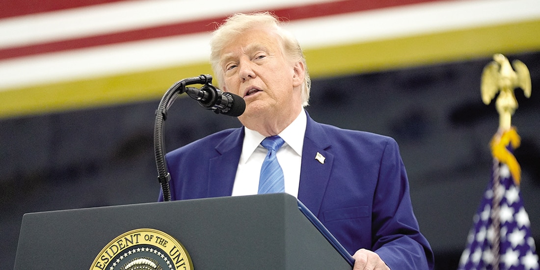 Conferencia de prensa del mandatario estadounidense, Donald Trump, en la Base Conjunta Andrews, Maryland, ayer.