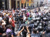 Protestas este miércoles en el Congreso de Puebla.