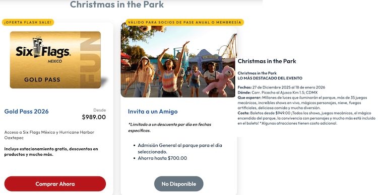 Christmas in the Park Six Flags precios