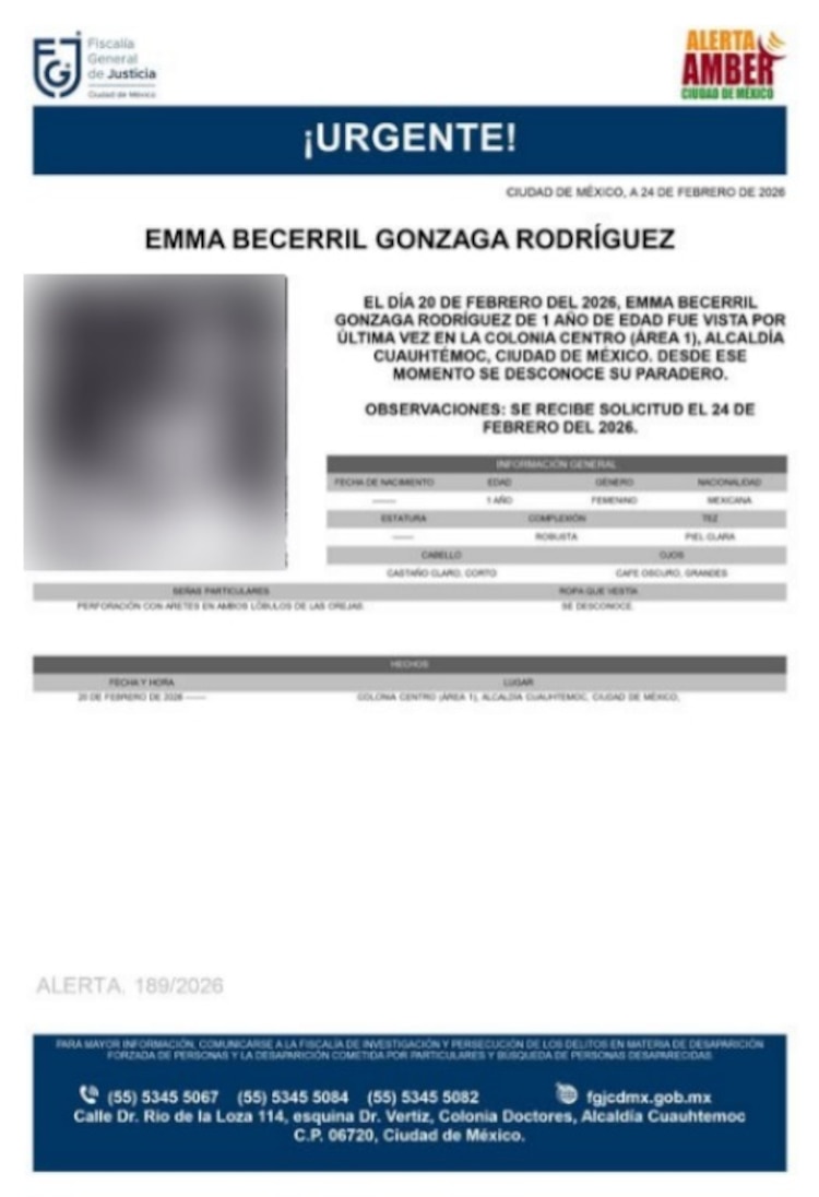 Buscan a la hija de Marianne Gonzaga con Alerta Amber