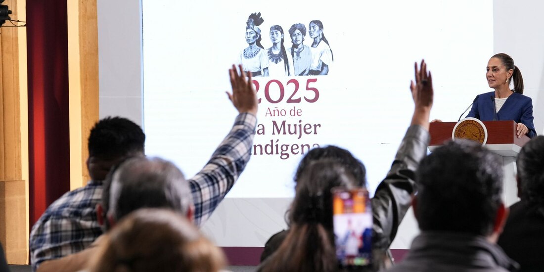 La Presidenta Claudia Sheinbaum esta mañana en Palacio Nacional.