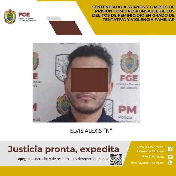 Ficha de condena de Elvis Alexis "N" de la Fiscalía General del estado de Veracruz