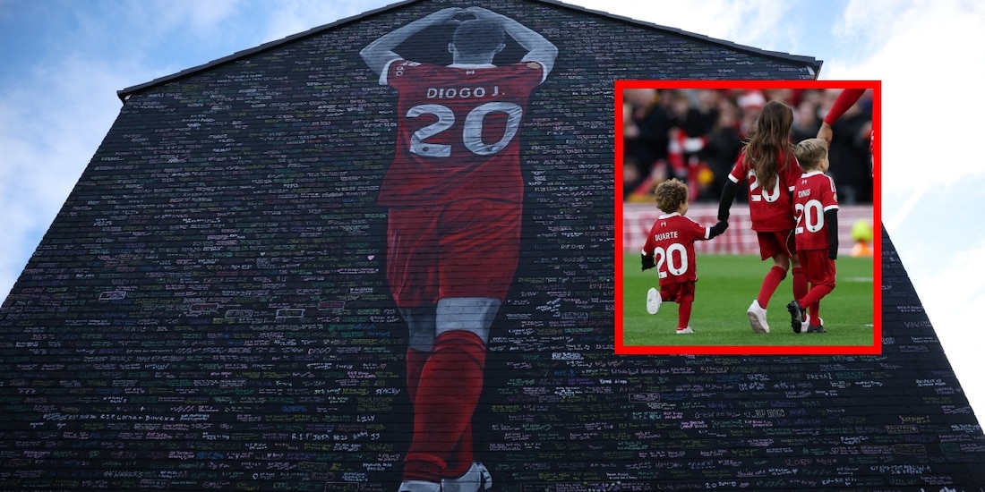 Los hijos de Diogo Jota rindieron un emotivo homenaje a su papá antes del duelo entre Liverpool y Wolverhampton.