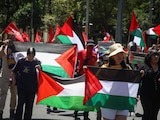 Marcha en favor de la causa palestina en la Ciudad de México.